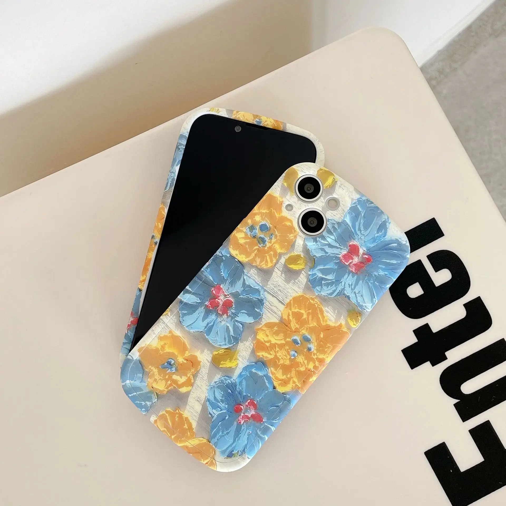 Чехол для телефона в стиле ретро с изображением синих Желтых Цветов IPhone 13 12 11 Pro Max