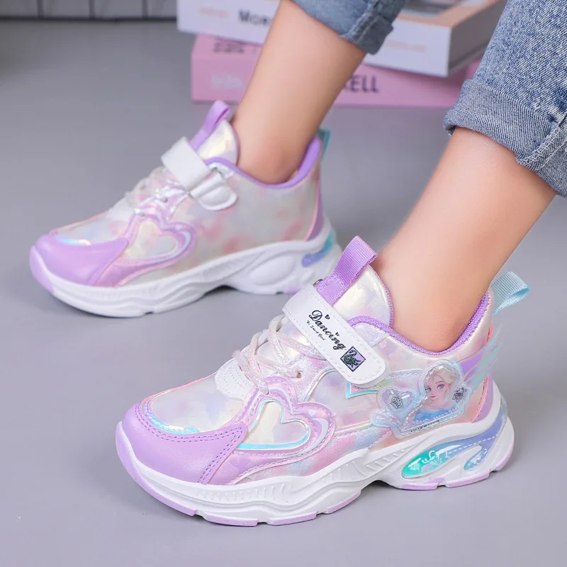 Повседневные туфли Disney для девочек модные спортивные кожаные кроссовки с мягкой