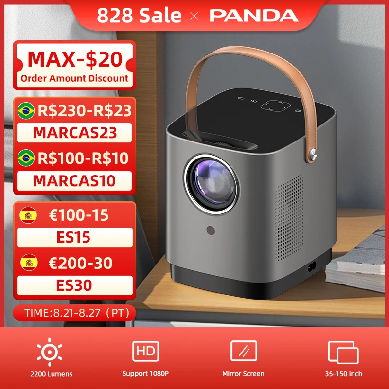 Портативный мини-проектор PANDA RD-853 с поддержкой Wi-Fi 1080P, проектор для домашнего кинотеатра