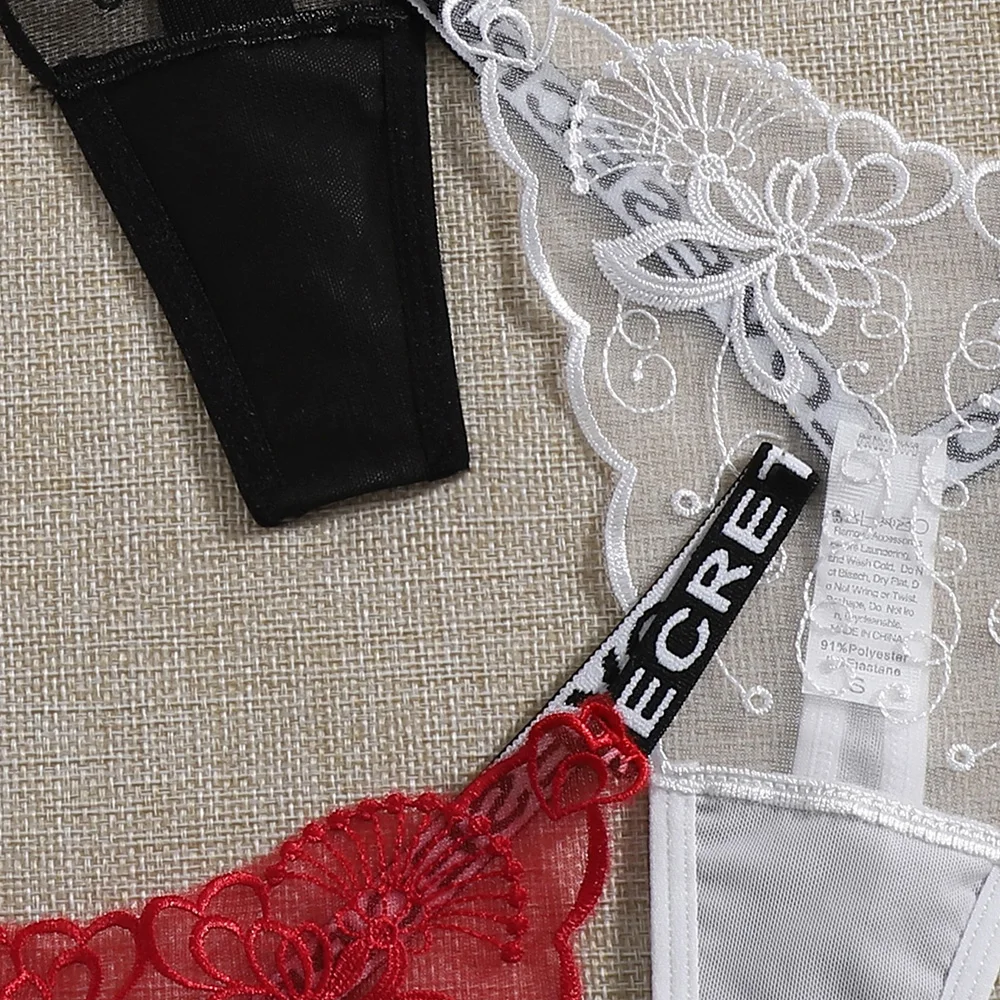 Женские прозрачные стринги с принтом