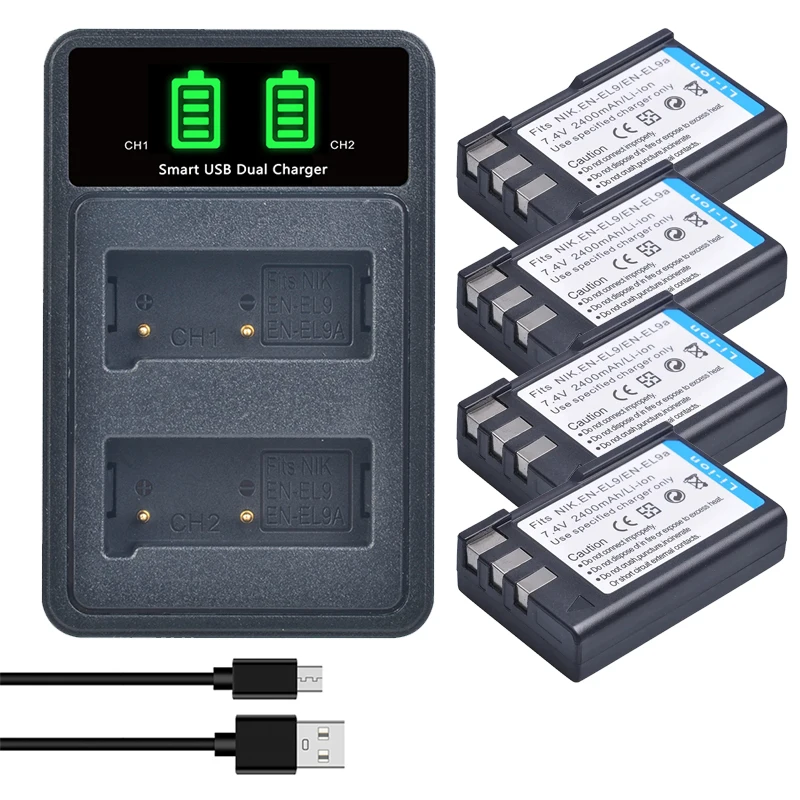 2400mAh EN EL9 EL9A EN-EL9 ENEL9 элементы питания для Nikon D40 D40X D60 D3000 D5000 Аккумулятор цифровой