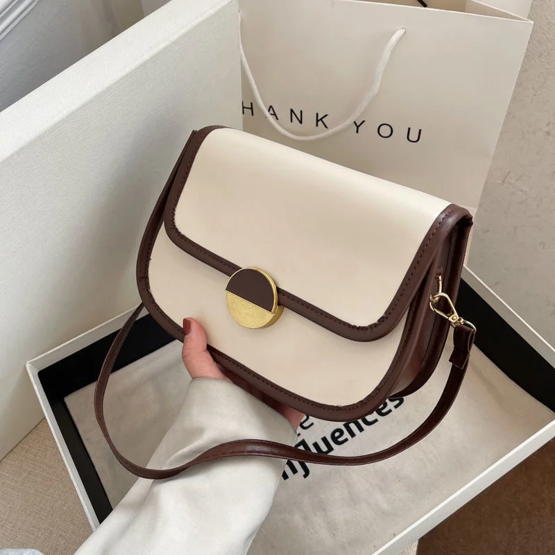 

New Leisure Texture Versatile Chain Single One Shoulder Cross Saddle Messenger Bag Lady Solid Color Handbags and Tote Bag
