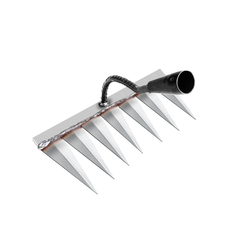 

1 PCS Hoe Weeding Rake Plowing Soil Loose Soil Silver & Black Steel Seven-Tooth Nail Rake Steel Rake Agricultural Tools