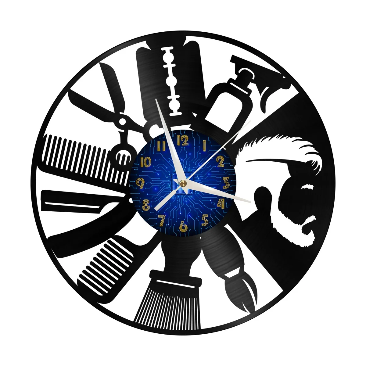 

Barber Salon 2 Decor Vinyl Wall Clock, Vinyl Record Clock Wall Art Silent & Non-ticking