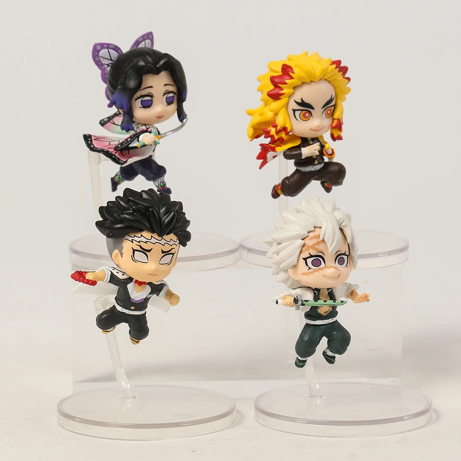 

4pcs 4cm Demon Slayer Kochou Shinobu Rengoku Kyoujurou Shinazugawa Sanemi Himejima Gyoumei Mini Figures Decoration Model Toys