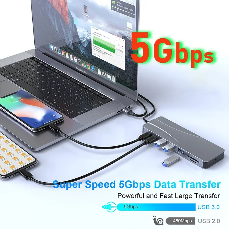 Док-станция 14 в 1 разветвитель Thunderbolt 3/4 HDMI 4K порт док-станция для Air Mac Apple MacBook Pro