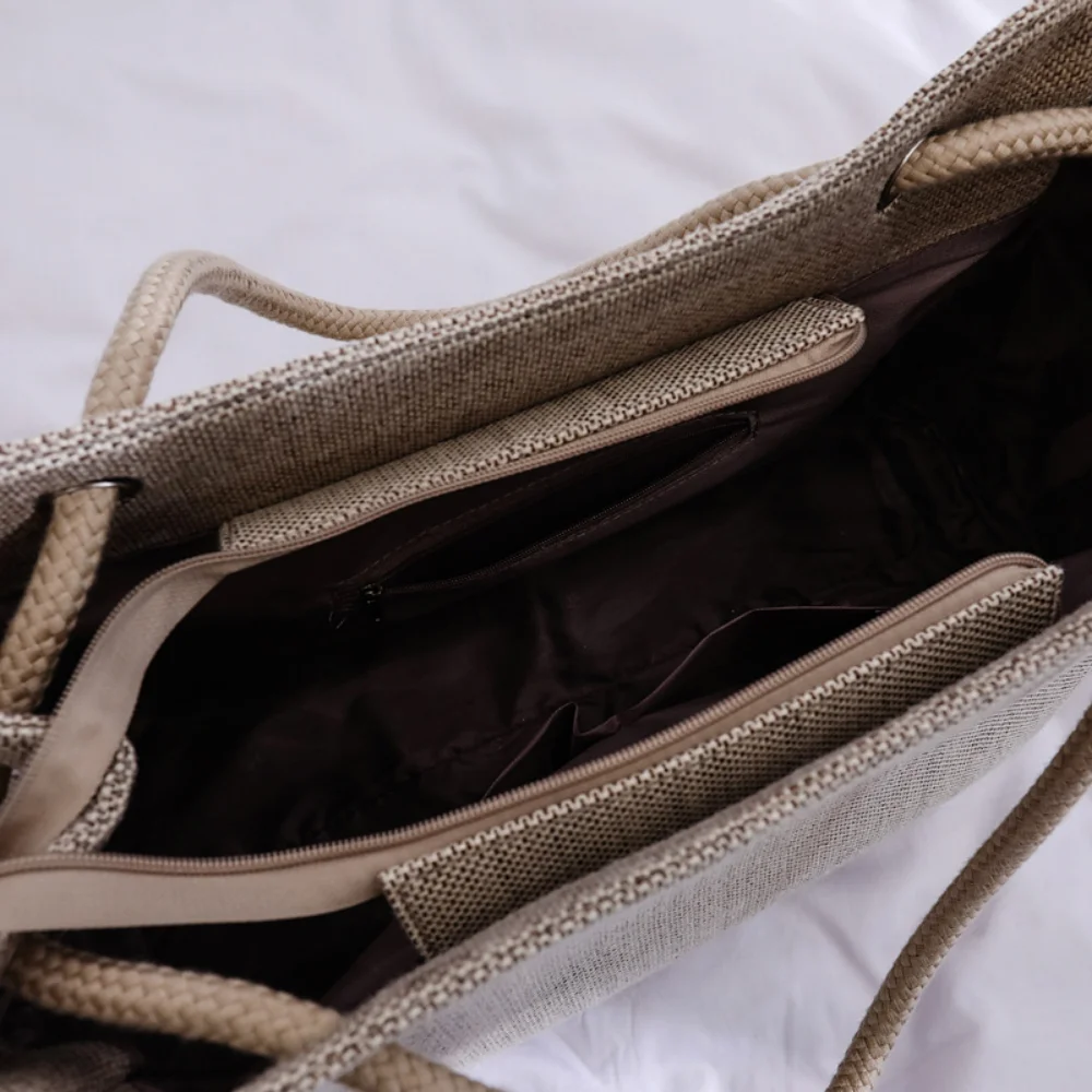 Vegan Canvas Tote Bags Women Simple Versatile Handbags Large Capacity Fashion Vintage Shopper Bag Summer Beach Shoulder Bag