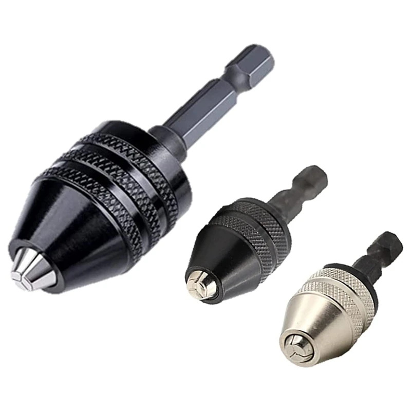 

Hex Shank Keyless Drill Chuck - 3Pcs Quick Change Adapter Converter Drill Adapter (0.6-8mm,0.3-3.6mmX2)
