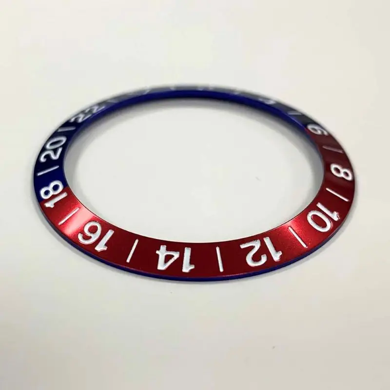 38mm Aluminum Ring GMT2-22 Font Sloping Various Colors Watch Bezel Insert Fits 40mm Kelpie Watch Case Watch Accessories Parts