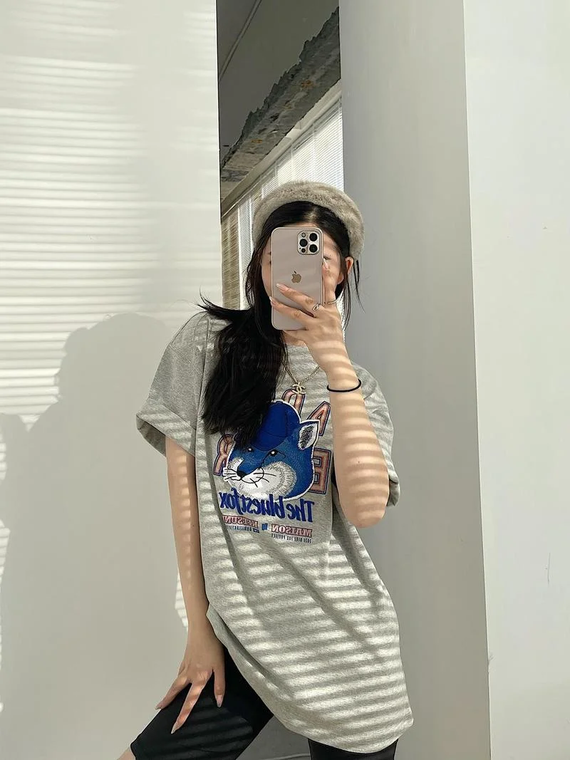 

22SS High Quality Fox Head Embroidery 100% Cotton EU Size ADER ERROR T Shirt Men Women Fashion Summer Genshin Impact Techwear