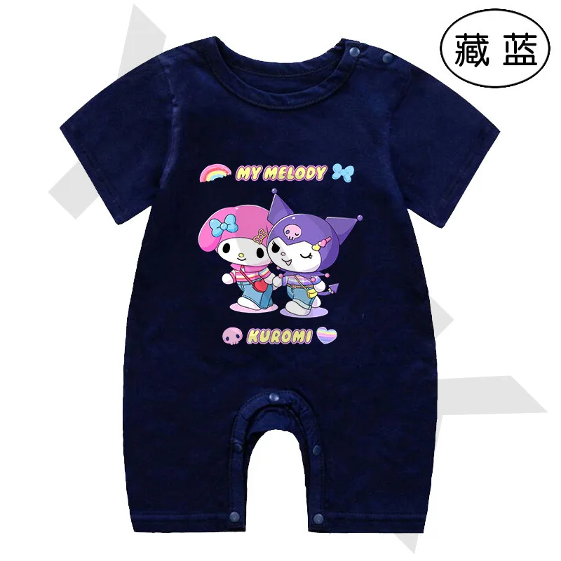 

Infant Jumpsuit 0-2 Years Old Baby Romper Creative Cartoon Kuromi Cinnamon Dog Print Short-sleeved Crawling Clothing Gift