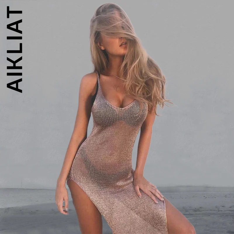 

Платье-миди женское без рукавов с высоким разрезом и открытой спиной