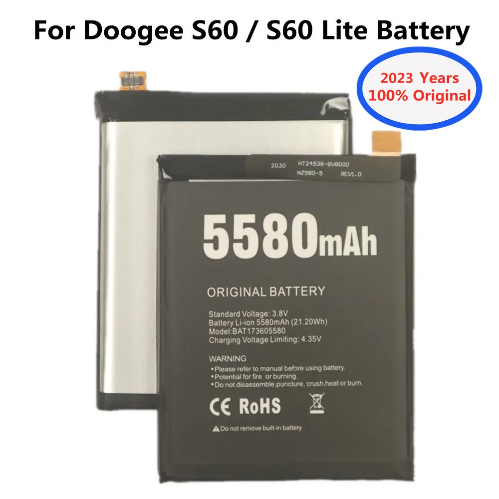

2023 years 100% New Original For DOOGEE S60 BAT17M15580 BAT17S605580 Replacement Battery 5580mAh Parts Backup Bateria In Stock