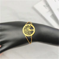 upscale bracelet for women men custom laser engraved name personality hollow tree stainless steel jewelry bracelet birthday gift