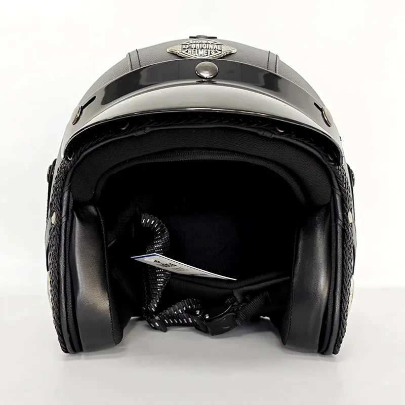 Мотоциклетный шлем с открытым лицом для мужчин и женщин черные классические