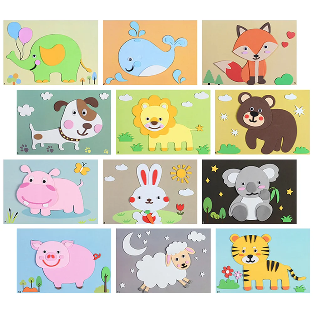 

Animal Puzzle Stickers Kids Sticker 3D Toy Party Diyfavors Mosaicgift Toddlers 4 Puzzles Eva Material Decorative Years Crafts