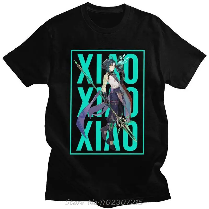 

Xiao Genshin Impact T Shirt for Men Pure Cotton Tshirt Stylish Tees Short Sleeved Japan Anime Game T-shirt Slim Fit Clothing