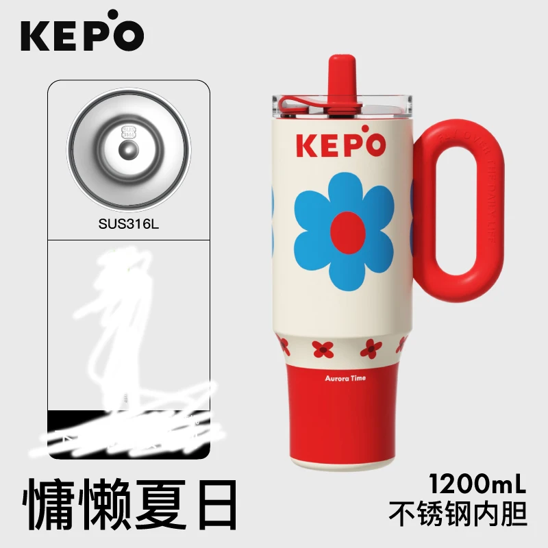 

KEPO Big Mac портативная чашка для воды 1200 мл соломенная изолированная чашка из нержавеющей стали внутренняя керамическая чашка-вкладыш подарки на открытом воздухе