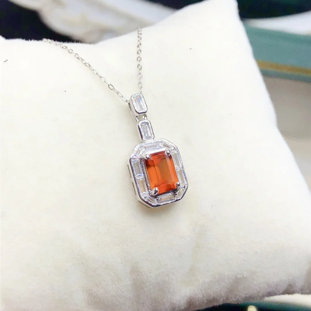 Женское ожерелье из серебра 925 пробы с натуральным синим топазом