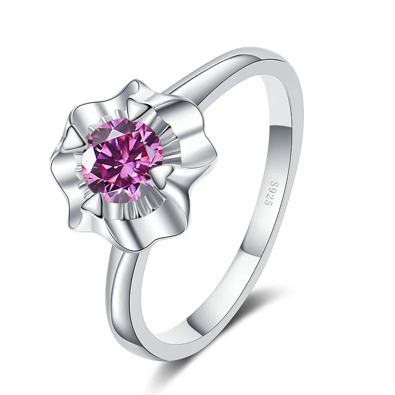 Кольцо Butterflykiss с муассанитом и бриллиантом цветок сливы 0 3 карата/0 5 карата