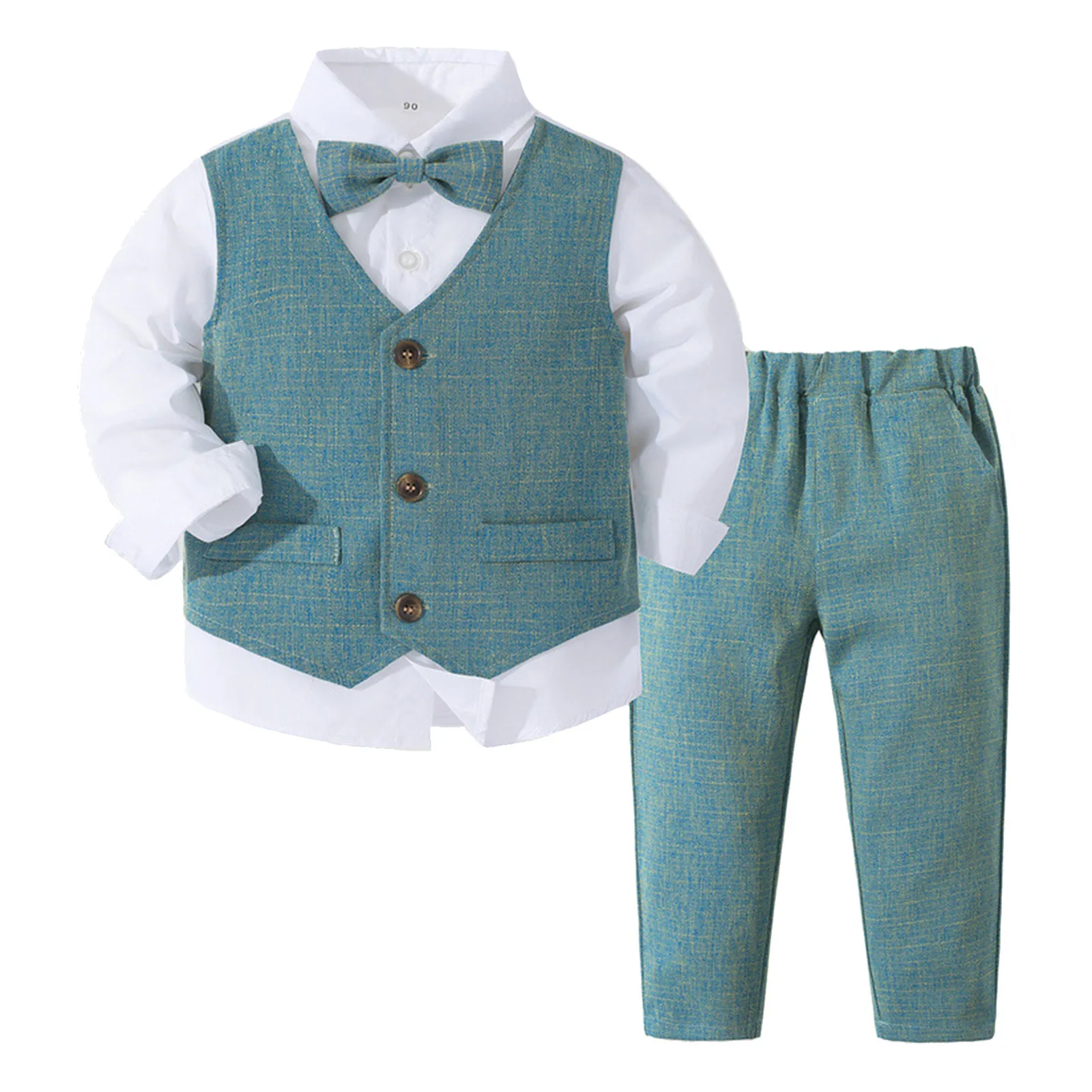 

Baby Boy Formal Tuxedo Suit Clothes Wedding Gentleman Shirt and Suit Vest Pants Bow Tie Christening Wedding Festive Party Outfit