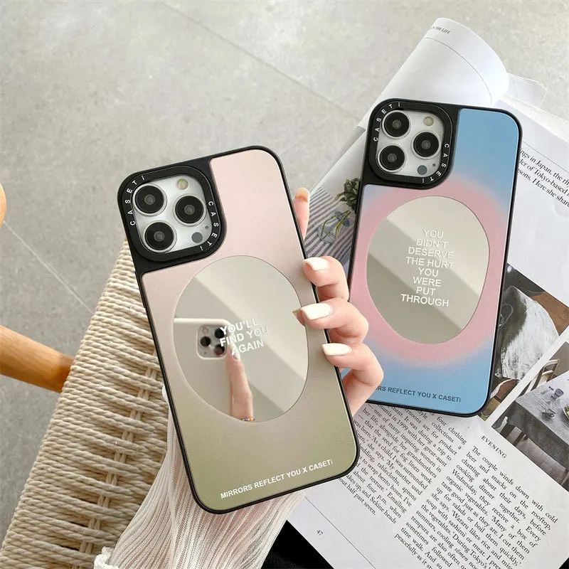 

CASETIFY Black Side Print Vanity Mirror Phone Cases For IPhone 14/13/12/11/X/XR/XS 14/13/12 Pro Max XS MAX Shockproof Soft Cover