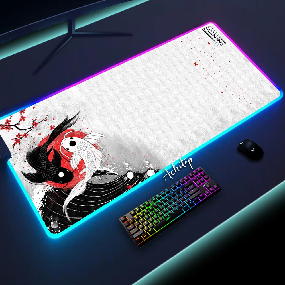 

Koi Gaming RGB Mouse Pad XL Non-Slip Rubber Computer LED Game Mousepad XXL PC Gamer Laptop Large Art Desk Mat With Backlit Pad