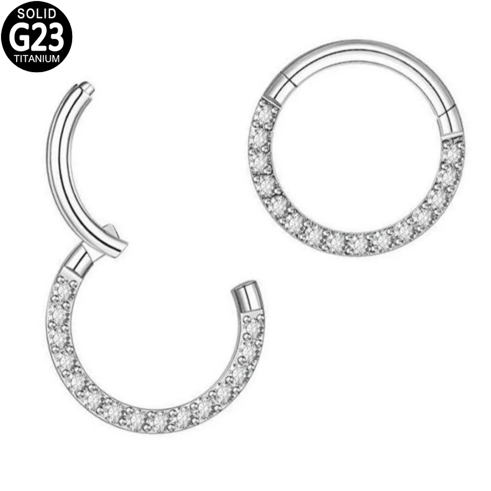 

G23 Titanium Nostril Segment Nose Ring Zircon Ear Cartilage Tragus Lip Stud Nose Hoop Helix Piercing Septum Clicker Body Jewelry