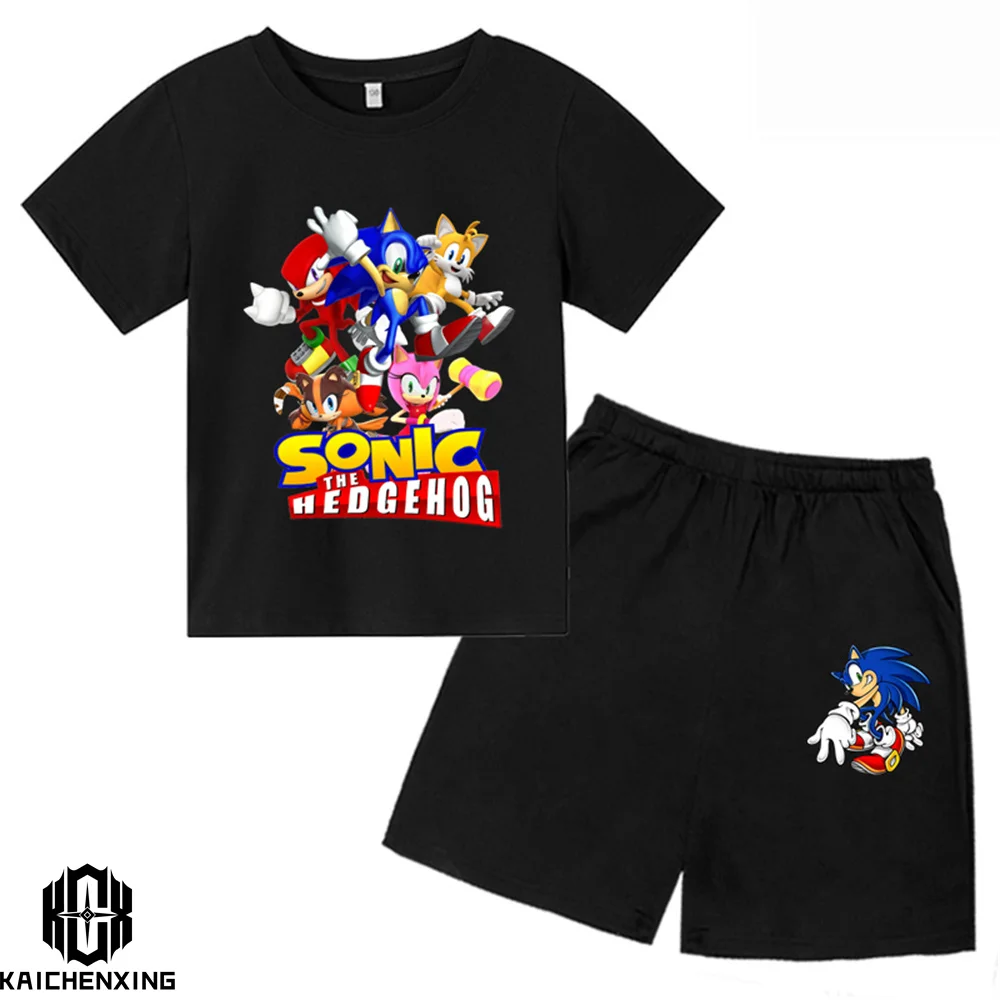 

Sonic Children Clothing Sets Tops+Pants Sets Sonic T Shirt Girls Tshirts Kids Shorts Sport For Baby Boys T-shirt Tops Shorts