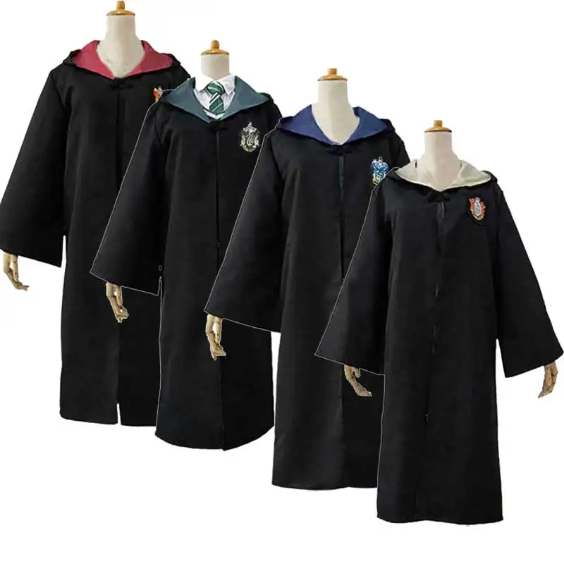Kids Adult Wizard House Witchcraft Horrible Robe Cloak Magic School Ravenclaw Slytherin Hufflepuff Cosplay Halloween Coss Easy