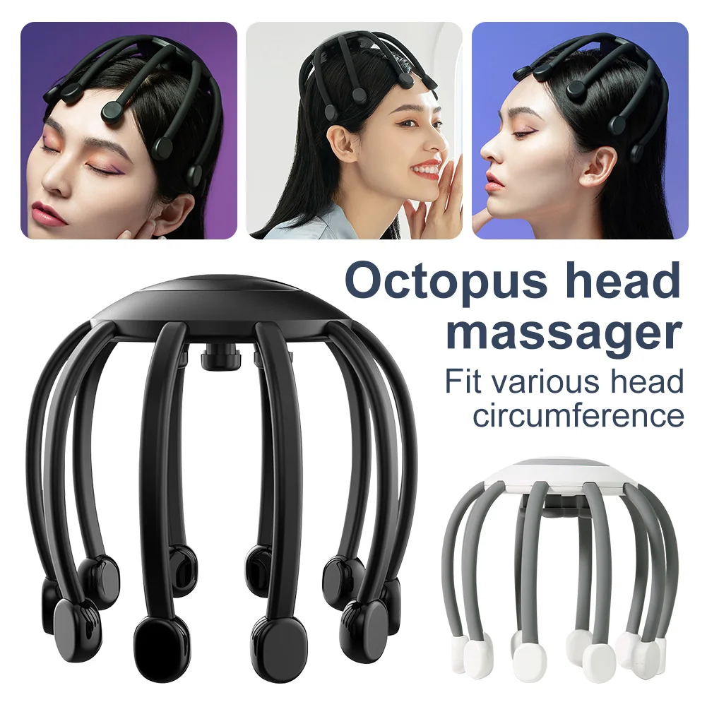 

Electric Octopus Claw Head Massager 10 Claws Rechargeable Stress Relief Relax Scalp Massager Hands Free Vibration Head Scratcher