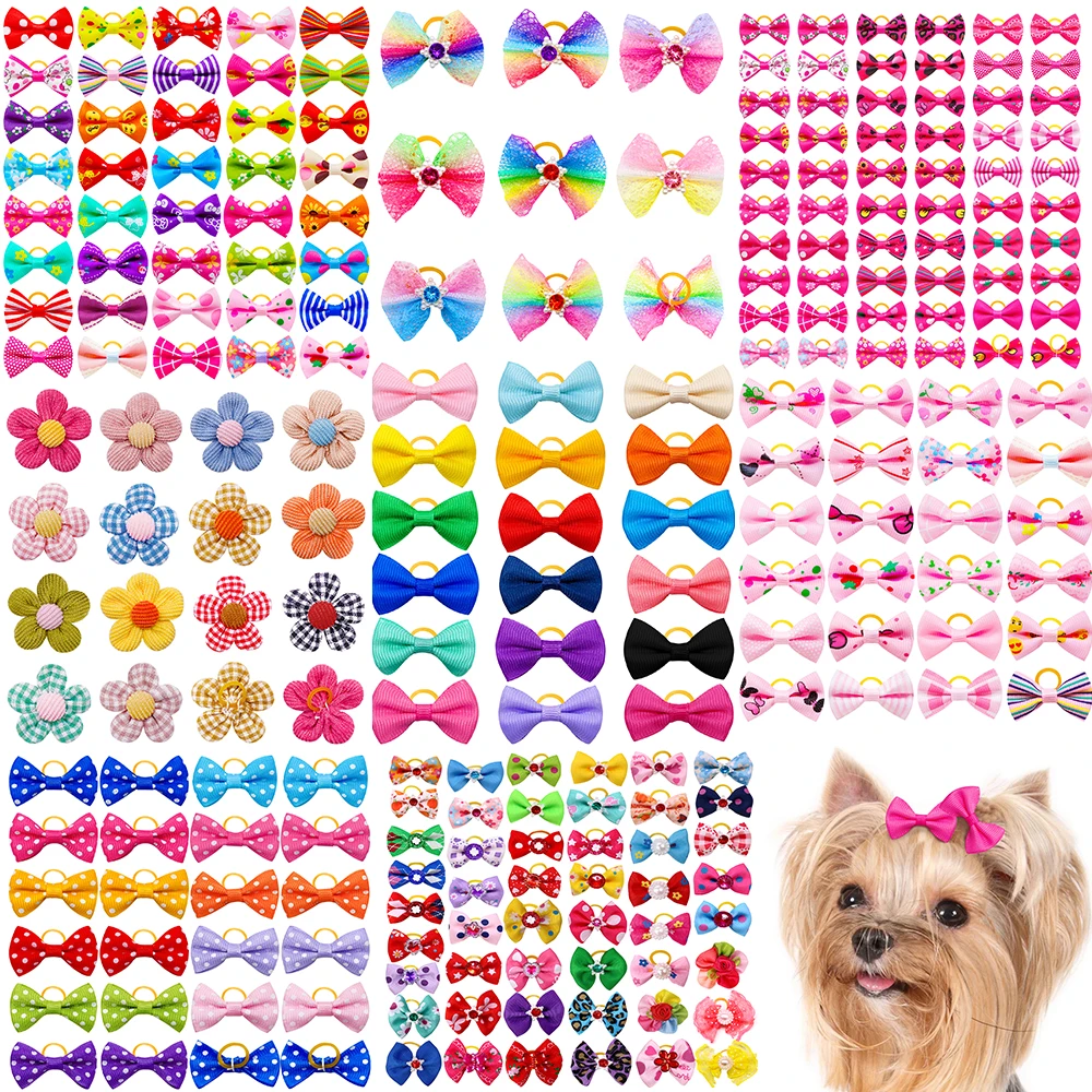 Ful Small Dog Bows Puppy Hair Bows Decorate Small Dog Hair Rubber Bands Pet Headflower Supplier Dog Accessories