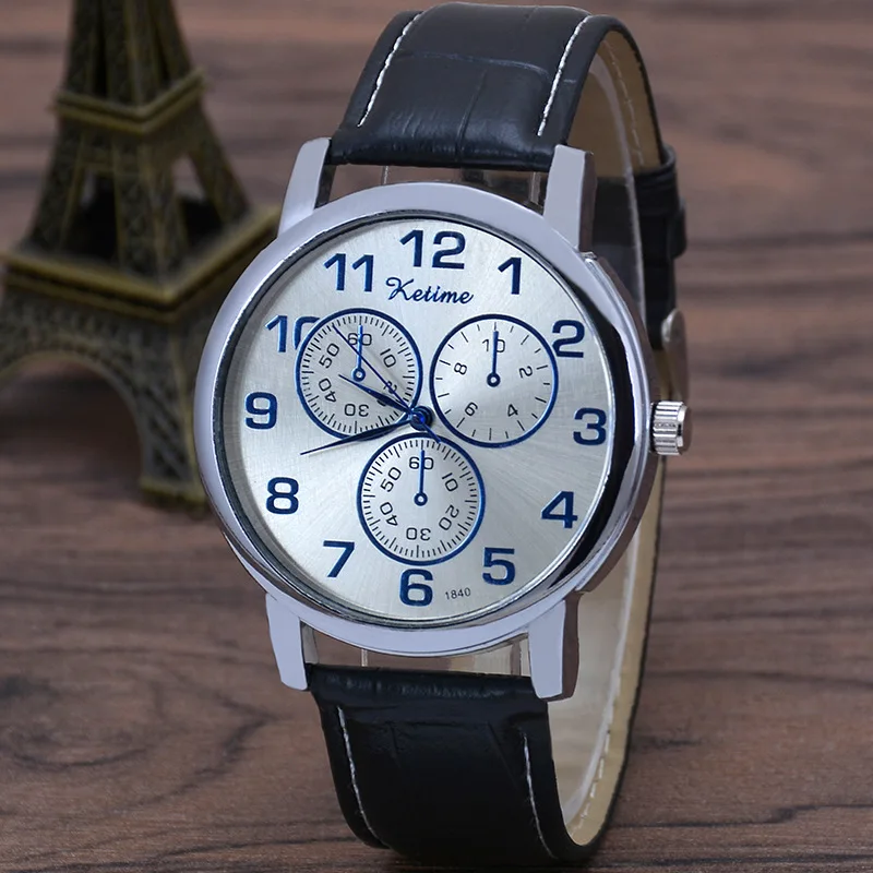 

Business Round Quartz Fashion Luxury Dial Casual Wrist Watches Leather Strap Fashionable Clock Waterproof Wristwatch for Men