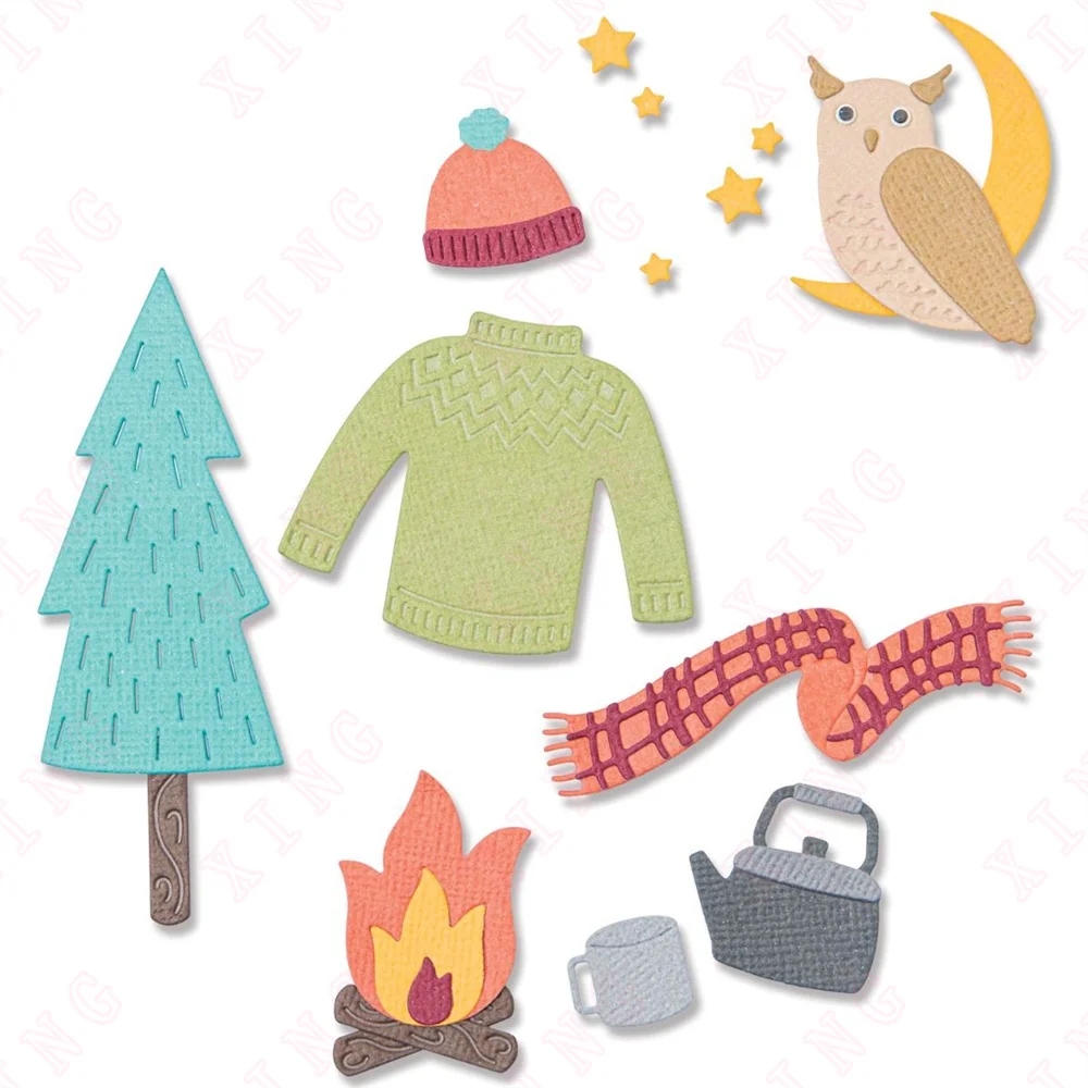 

2022 Newest Cozy Woodland Metal Cutting Dies Scrapbook Diary Decoration Embossing Template Diy Greeting Card Handmade Craft Mold