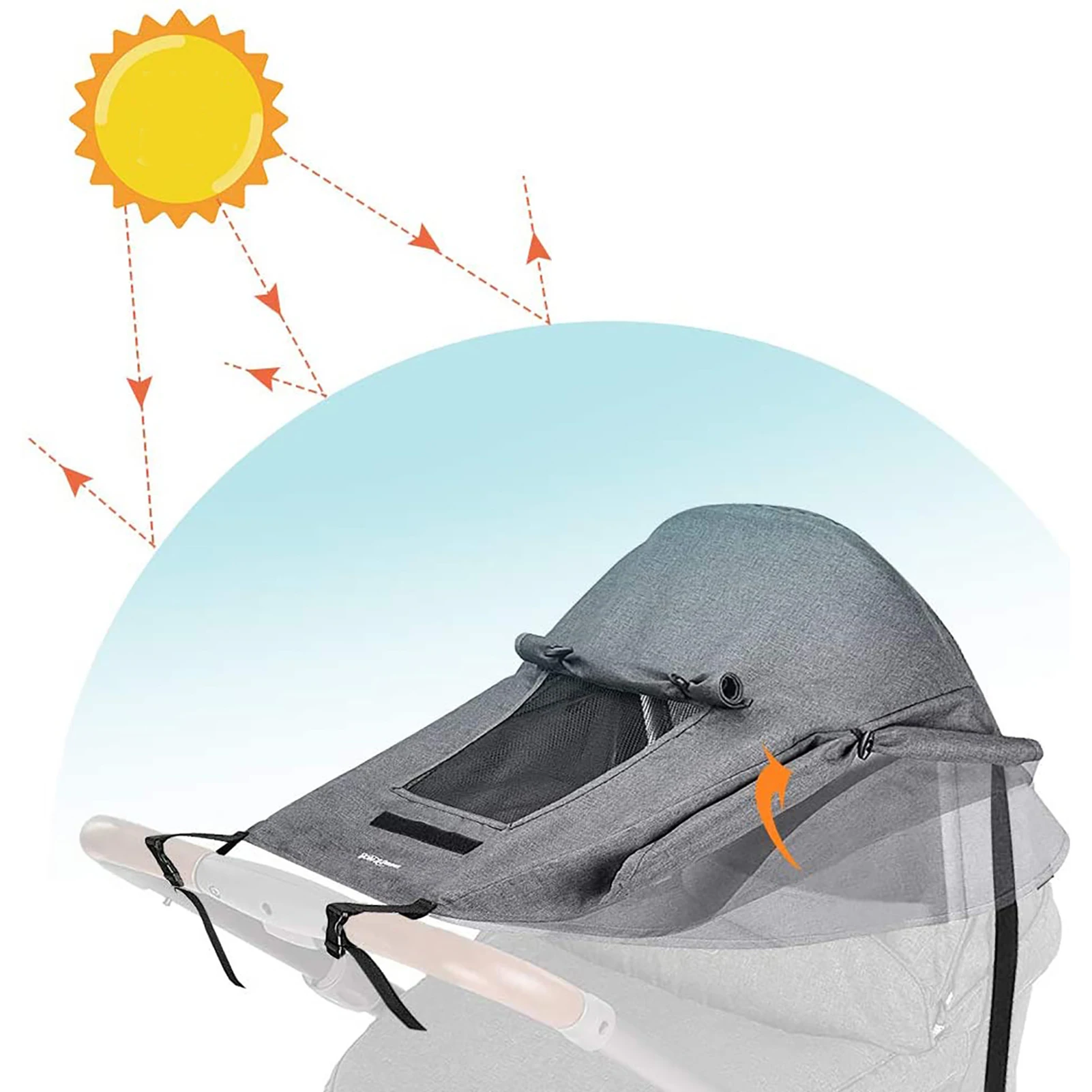 

Stroller Umbrella Sun Shade Stroller For Baby Waterproof Sun Protection Stroller Cover Anti-UV 50 With Viewing Window For