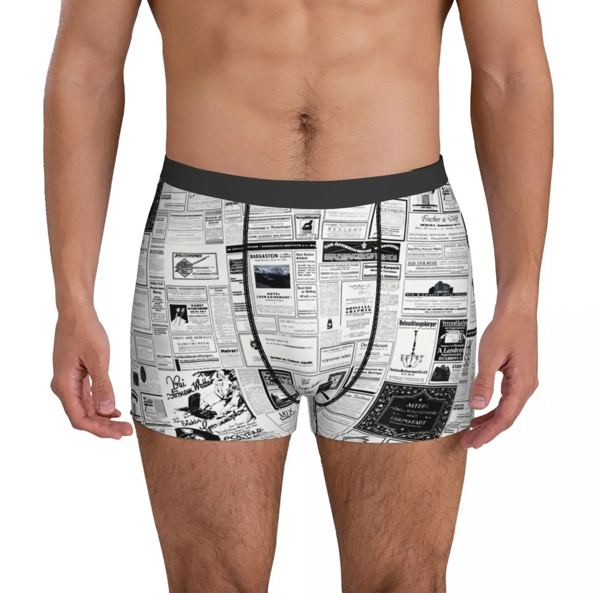 

Нижнее белье с принтом газет, винтажные Рекламные 3D трусы, качественные трусы-боксеры, шорты, удобные мужские трусы, размера плюс
