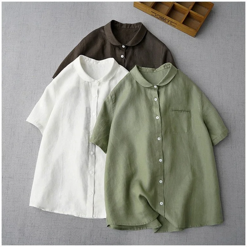 

2022 Spring Summer New Short Sleeve Loose Shirt Women Shirt Camisas De Mujer