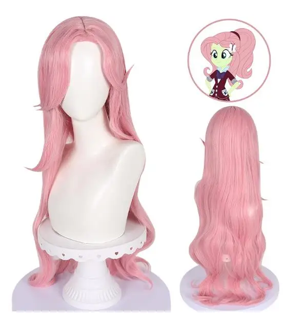 Аниме Флаттершай Косплей Парик Синтетические Волосы Унисекс Длинные Вьющиеся