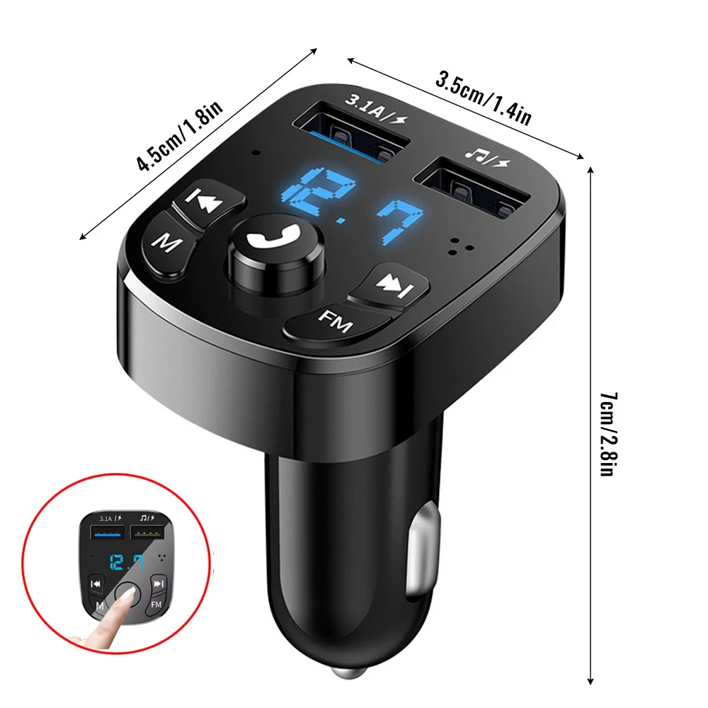 

Автомобильный FM-передатчик Bluetooth 5,0 Aux Handsfree Беспроводной автомобильный комплект с двумя USB-портами Автомобильное зарядное устройство Авторадио FM-модулятор Mp3-плеер Адаптер
