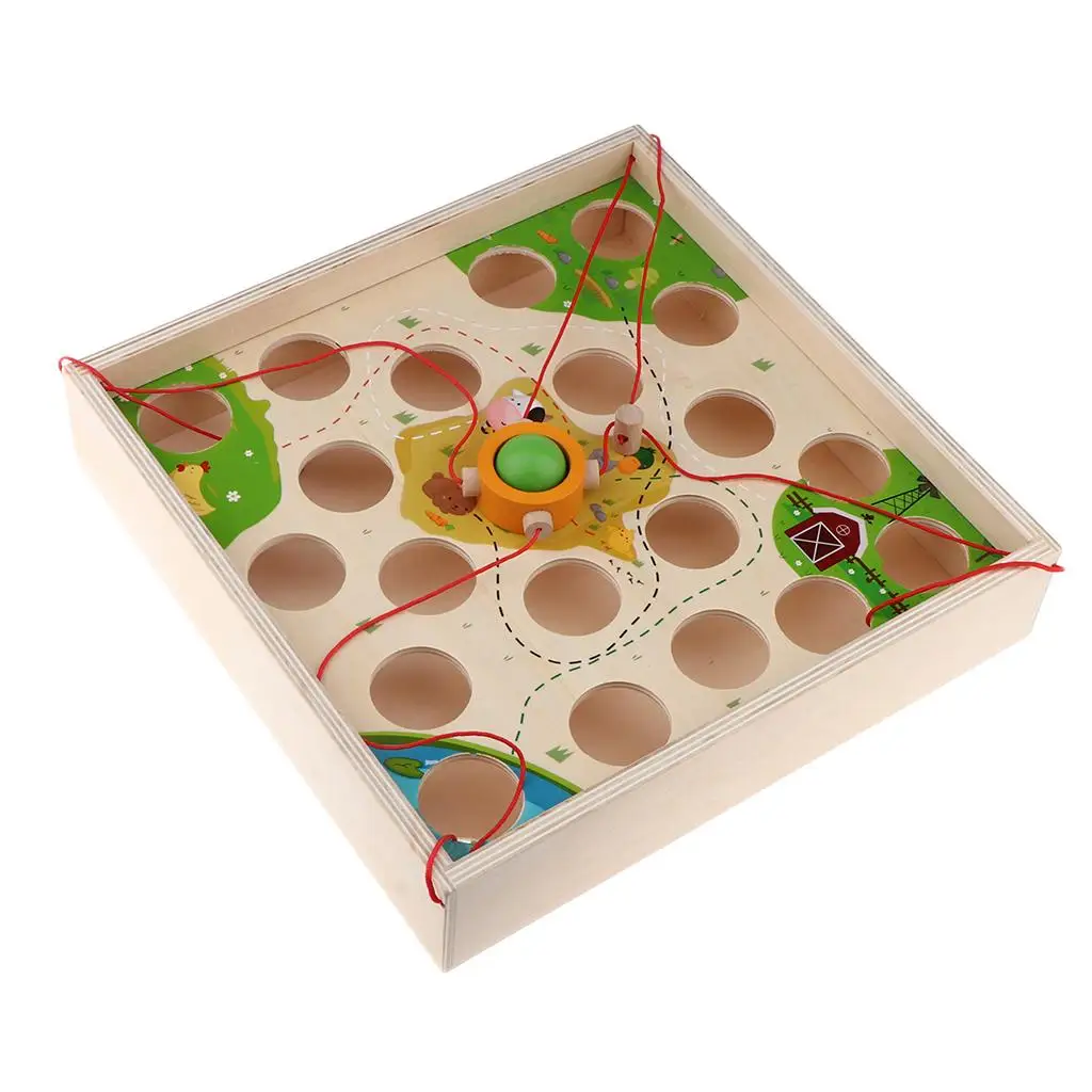 

Pull Ball Table Game Children Wooden Maze Preschool Early Education Intellectual Strength Parent-Child Toy