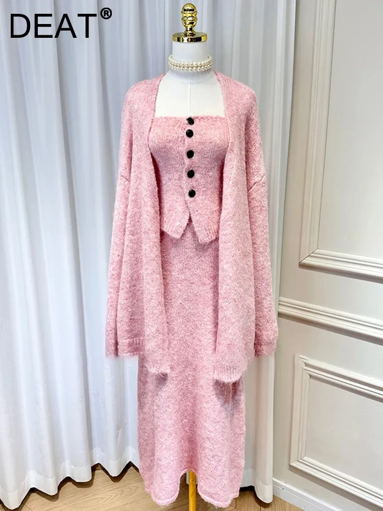 Женский комплект из трех предметов DEAT кардиган без бретелек на пуговицах с