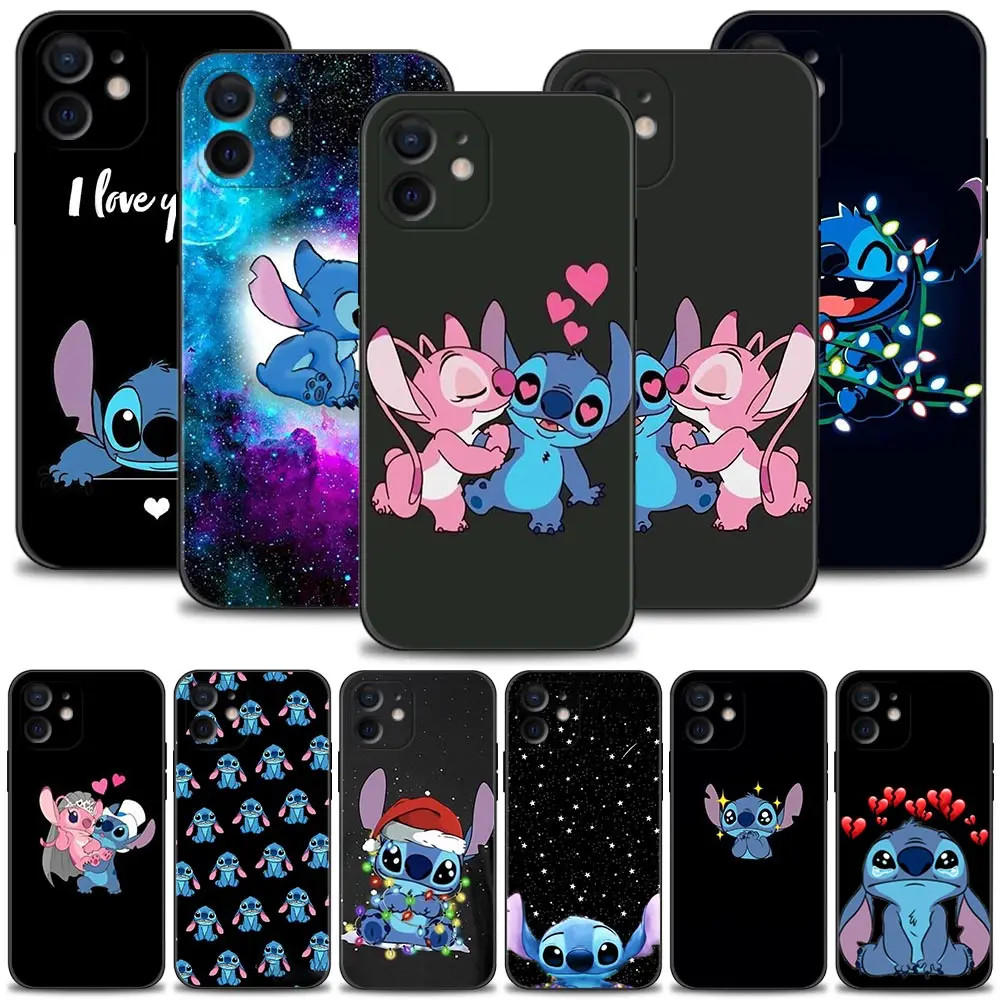 

Phone Case For Apple iPhone 13 12 11 Pro Max Mini XS XR X 7 8 6 6S Plus 5 5S SE Cover Silicone Shell Lover Angel Kiss Stitch