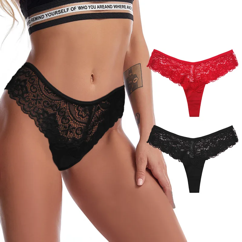 

Lace Sexy Panties Strings Women T-Back Briefs Temptation Low-Rise Underwear Breathable Seamless See Through Panties Tangas
