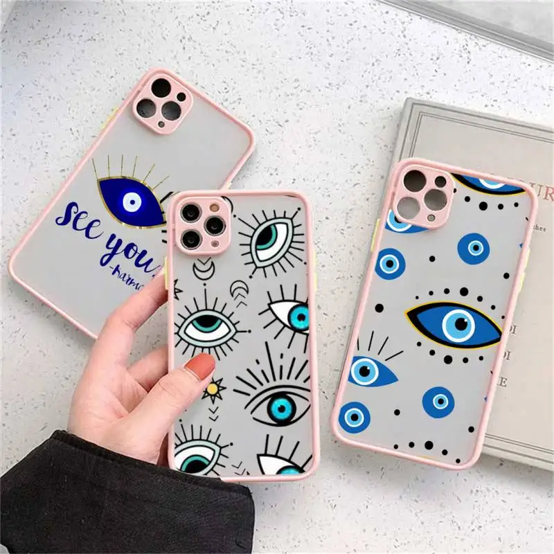 

Turkish Eye Blue Lucky Evil Eye Print Phone Case matte transparent For iphone 14 11 12 13 plus mini x xs xr pro max cover