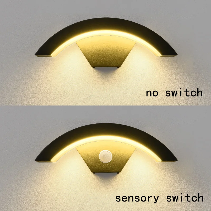 

Полукруглый уличный настенный светильник IP65 Водонепроницаемый светодиодный светильник с датчиком движения Вход Крыльцо Сад Двор Проход Настенный светильник