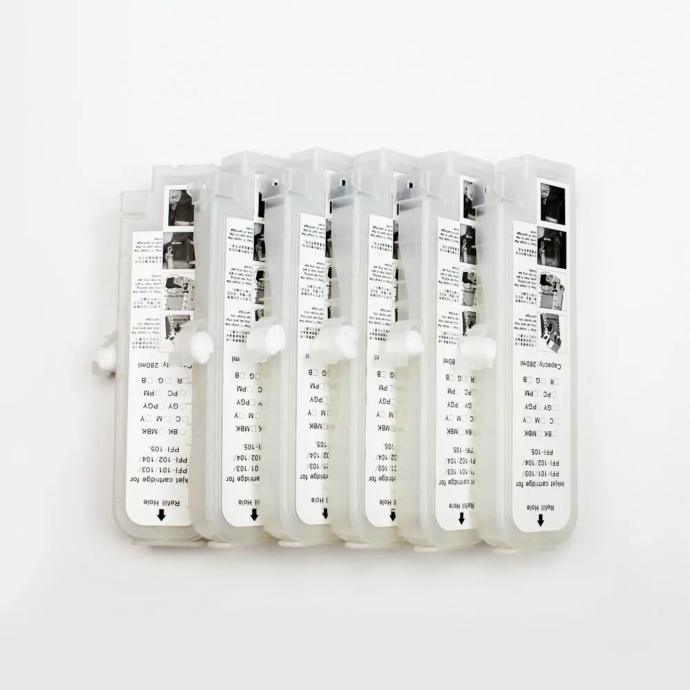 

280 мл, 12 шт., планшетов, заполняемый картридж с чипом для принтера Canon iPF5000 iPF5100 iPF6100 iPF6200