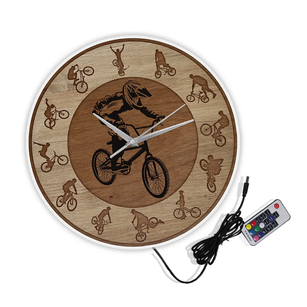Акриловые настенные часы Freestyle BMX с принтом для экстремальных видов спорта