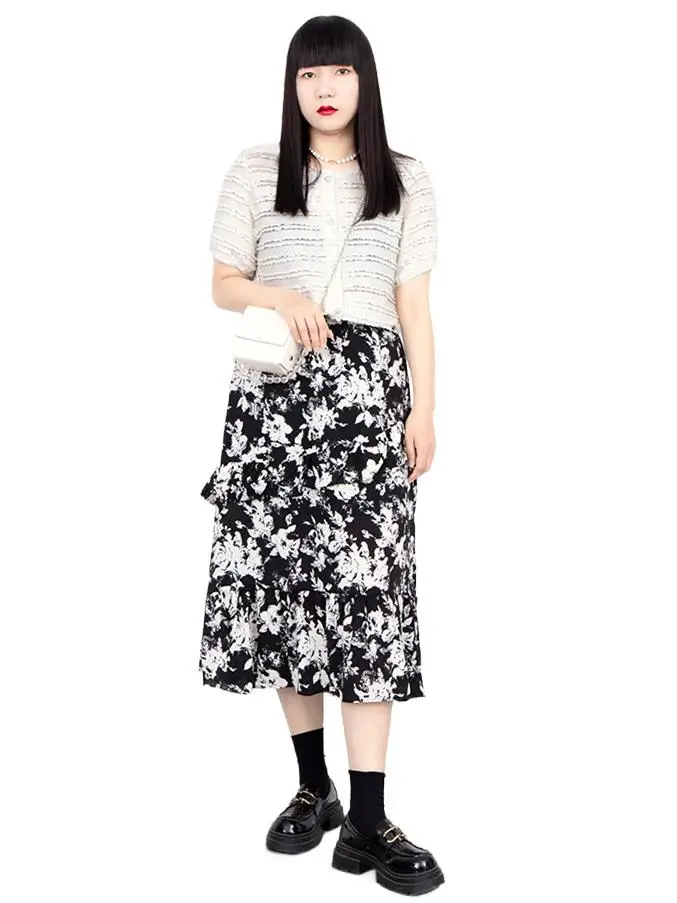 

Весенняя новинка, Шифоновая Юбка До Колена Для девушек, Лидер продаж, милая уличная одежда с принтом и воланами и высокой талией в Корейском стиле, платья