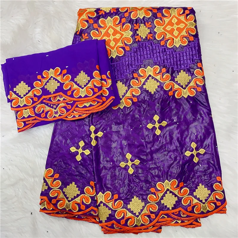 

5+2 yards New arrival african Bazin Riche Brode fabric with beads embroidery lace With scarf dress material Nigerian 7L122001