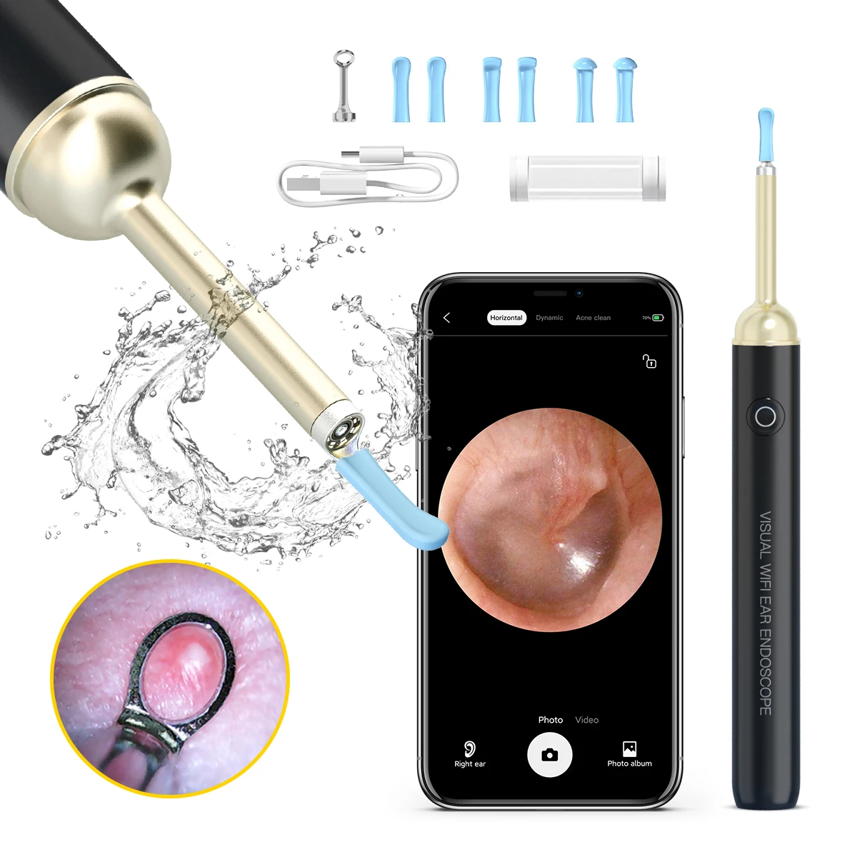 

Digital 1080P Visual Ear Wax Cleaning Kit Inspection Endoscope Scope Camera Wireless Ear Video Otoscope With 6 Adjustable